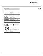 Preview for 5 page of Hotpoint Aqualtis AQ113L 297E Instructions For Installation And Use Manual