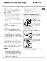 Preview for 11 page of Hotpoint Aqualtis AQ113L 297E Instructions For Installation And Use Manual