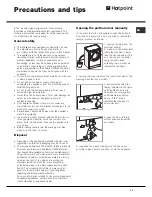 Предварительный просмотр 11 страницы Hotpoint AQUALTIS AQ7L49I Instructions For Installation And Use Manual