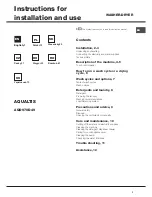 Preview for 1 page of Hotpoint AQUALTIS AQD970D 49 Instructions For Installation And Use Manual