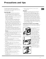 Preview for 9 page of Hotpoint AQUALTIS AQD970D 49 Instructions For Installation And Use Manual