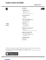 Preview for 3 page of Hotpoint Aquarius VTD00 Instructions For Installation And Use Manual