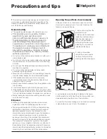 Предварительный просмотр 7 страницы Hotpoint Aquarius wmsaqg 621 Instructions For Use Manual