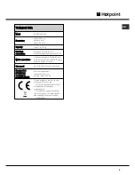 Preview for 7 page of Hotpoint AQXXD 169 Instructions For Installation And Use Manual