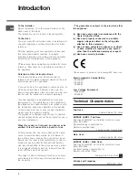 Preview for 2 page of Hotpoint BD32B Instructions For Installation And Use Manual