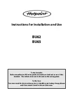 Предварительный просмотр 1 страницы Hotpoint BU62 Instructions For Installation And Use Manual