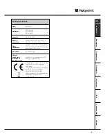 Предварительный просмотр 7 страницы Hotpoint BWM 129 Instructions For Installation And Use Manual