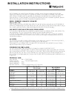 Preview for 6 page of Hotpoint CH60GPCF Use And Installation Instructions