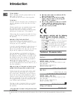 Предварительный просмотр 2 страницы Hotpoint DH 93 CX Instructions For Installation And Use Manual