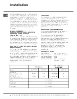 Предварительный просмотр 6 страницы Hotpoint DSD 60 S S Instructions For Installation And Use Manual