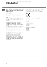 Предварительный просмотр 2 страницы Hotpoint EG1000EX Operating Instructions Manual