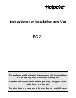 Предварительный просмотр 1 страницы Hotpoint EG71 Instructions For Installation And Use Manual