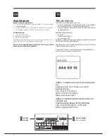 Предварительный просмотр 2 страницы Hotpoint ENXTL 19**F (TK) Series Operating Instructions Manual