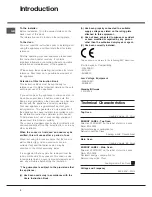 Предварительный просмотр 2 страницы Hotpoint EW84G Instructions For Installation And Use Manual