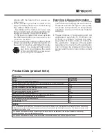 Предварительный просмотр 3 страницы Hotpoint FDIS 11210 AQUARIUS Operating Instructions Manual