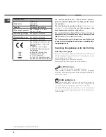 Preview for 6 page of Hotpoint FDUD 44110ULTIMA Operating Instructions Manual