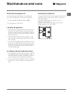 Предварительный просмотр 7 страницы Hotpoint FF175MG Operating Instructions Manual