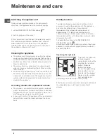 Предварительный просмотр 8 страницы Hotpoint FF187ALG Operating Instructions Manual