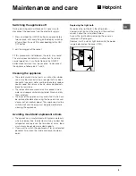 Предварительный просмотр 9 страницы Hotpoint FF187M Operating Instructions Manual