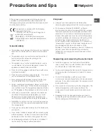 Предварительный просмотр 9 страницы Hotpoint FF200LA Operating Instructions Manual