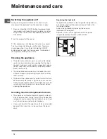 Предварительный просмотр 12 страницы Hotpoint FF200TP Operating Instructions Manual