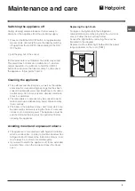 Предварительный просмотр 9 страницы Hotpoint FF4200DP Operating Instructions Manual