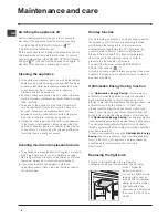 Предварительный просмотр 8 страницы Hotpoint FF4D SB Operating Instructions Manual