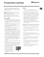 Preview for 9 page of Hotpoint FF4D SB Operating Instructions Manual