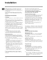 Предварительный просмотр 4 страницы Hotpoint FFA40X Instructions For Installation And Use Manual