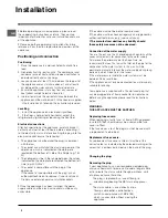 Предварительный просмотр 2 страницы Hotpoint FFA46W Operating Instructions Manual