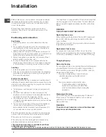 Preview for 2 page of Hotpoint FFA52 Series Operating Instructions Manual