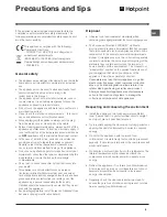 Предварительный просмотр 9 страницы Hotpoint FFA52K Operating Instructions Manual