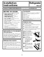 Предварительный просмотр 11 страницы Hotpoint FFUQ 20 Series Owner'S Manual & Installation Instructions