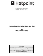 Hotpoint GF941 Instructions For Installation And Use Manual preview