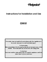 Предварительный просмотр 1 страницы Hotpoint GW81 Instructions For Installation And Use Manual