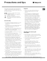 Предварительный просмотр 7 страницы Hotpoint HSZ2321L Operating Instructions Manual