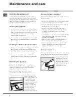 Предварительный просмотр 6 страницы Hotpoint HSZ3021VL Operating Instructions Manual