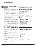 Предварительный просмотр 4 страницы Hotpoint HUI 611 X Instructions For Installation And Use Manual