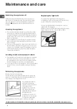 Предварительный просмотр 6 страницы Hotpoint HUL1622 Operating Instructions Manual