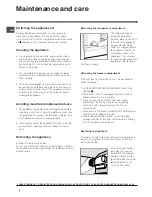 Предварительный просмотр 6 страницы Hotpoint HUT161IT Operating Instructions Manual