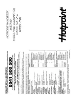 Предварительный просмотр 1 страницы Hotpoint MISTRAL FF61 Handbook