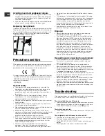 Предварительный просмотр 16 страницы Hotpoint MTM 0811 Series Operating Instructions Manual