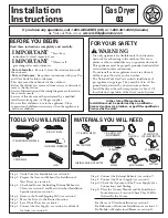 Hotpoint NBXR333GGWW - 6.0 cu. Ft. Gas Dryer Installation Instructions Manual preview