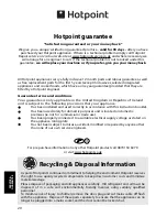 Предварительный просмотр 20 страницы Hotpoint RFA06 Instructions For Installation & Use