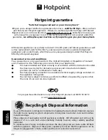 Preview for 22 page of Hotpoint RFA08 Instructions For Installation And Use Manual