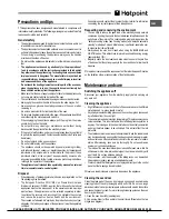 Предварительный просмотр 9 страницы Hotpoint SKA 89 P Operating Instructions Manual