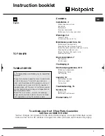 Preview for 1 page of Hotpoint TCF SM 87B Instruction Booklet