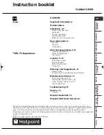 Hotpoint TVEL 75 Experience Instruction Booklet preview