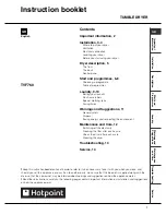 Preview for 1 page of Hotpoint TVF760 Instruction Booklet