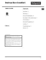 Hotpoint TVFS 73 Instruction Booklet preview